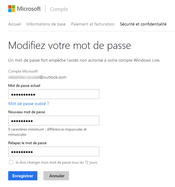 Comment changer le mot de passe Hotmail