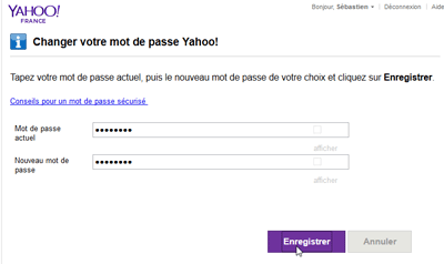 Comment changer le mot de passe dans Yahoo