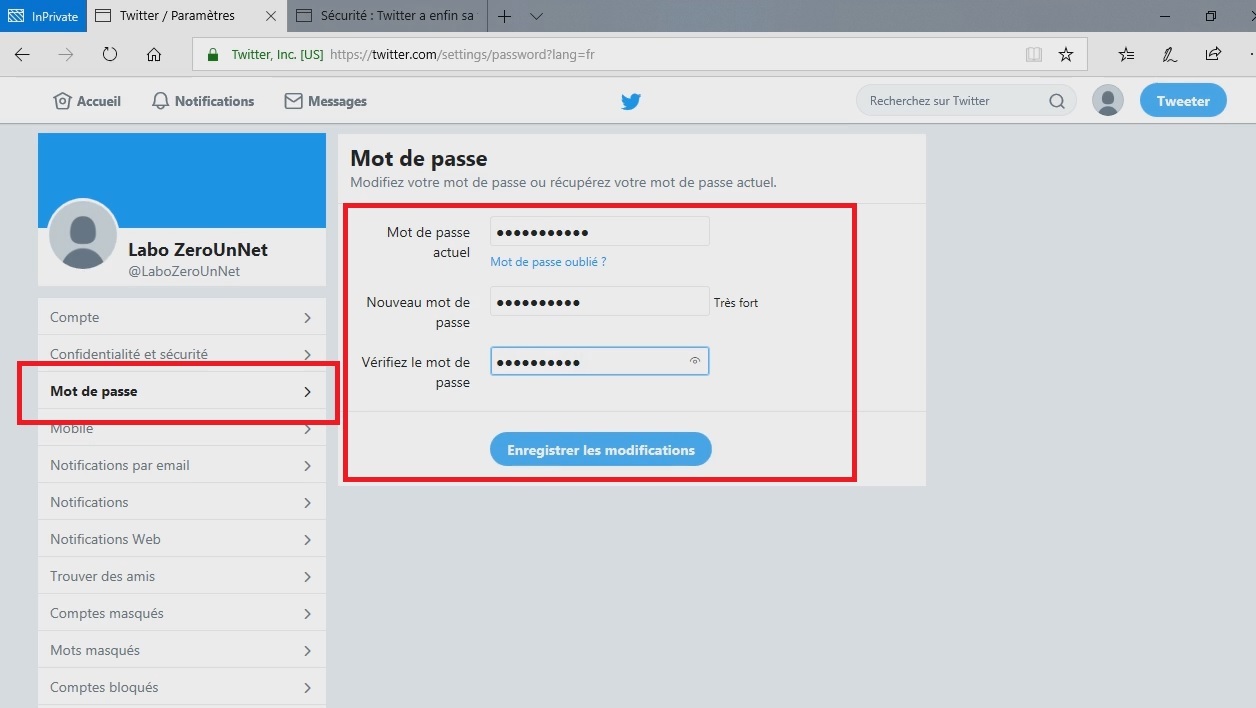 Comment changer votre mot de passe sur Twitter 1