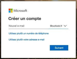 créer un compte Hotmail